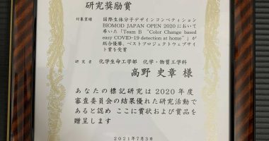 受賞等 – 関西大学 化学生命工学部 知能分子学研究室